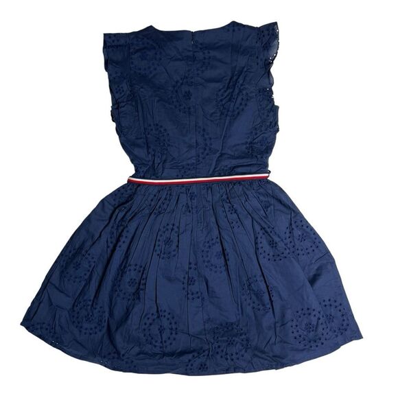 Tommy Hilfiger Navy Blue Short Sleeve Eyelet Dress Girls Size 14 NWT - Picture 8 of 9